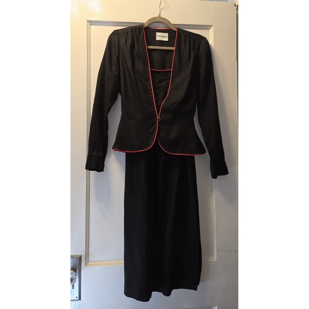 Vintage 80's David Morris Dress And Jacket Set. Black With Red Trim.  4